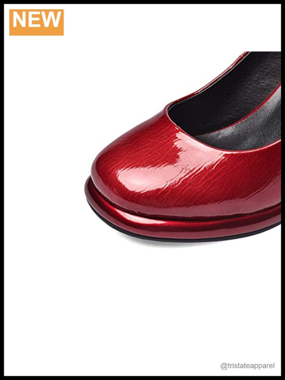 Round Toe Chunky Block Heel Pumps Slip On Leather Work Shoes - Picture 2 of 5